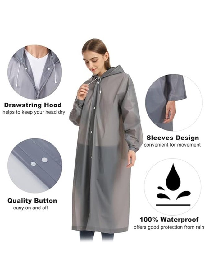 2 Pack Rain Coat, Reusable EVA Rain Ponchos for Adults with Drawstring Hood for Women Men, Camping, Hiking, Travelling - Image 3